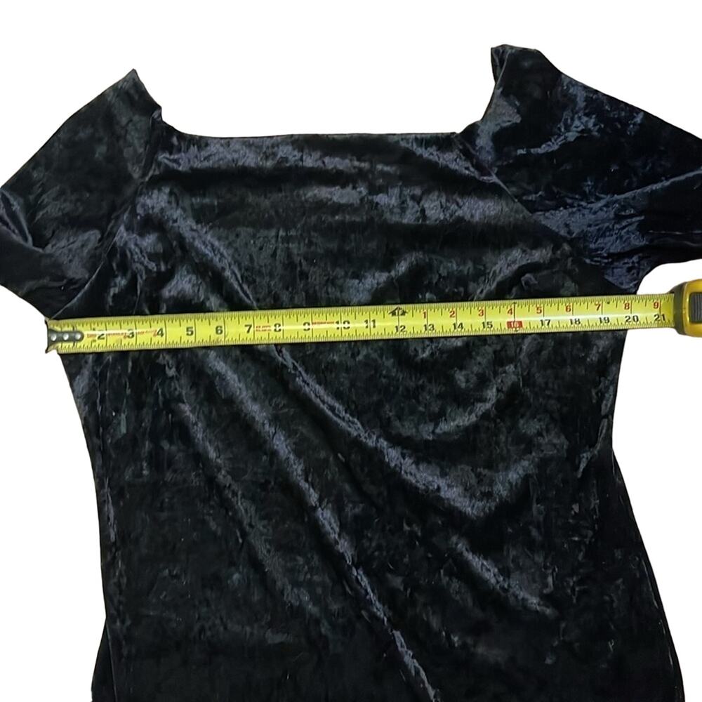 Vintage Banabee Black Crushed Velvet Off Shoulder Dress XXL 90s Whimsigoth - Picture 2 of 10